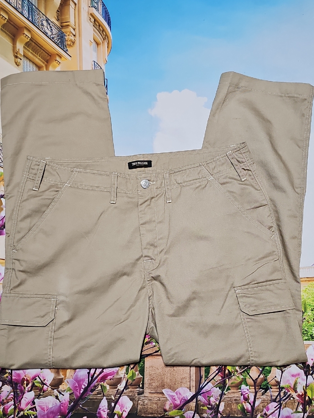 True Religion Men's Khaki Cargo Pants 36x32